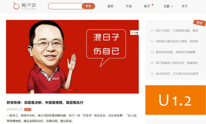 wordpress博客主题_柚子皮5.7PJ无限制版，笑话段子主题模板-希音出海