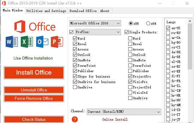 Office部署工具----Office 2013-2019 C2R Install 7.0.8 正式版+单文件版-第2张图片-希音出海