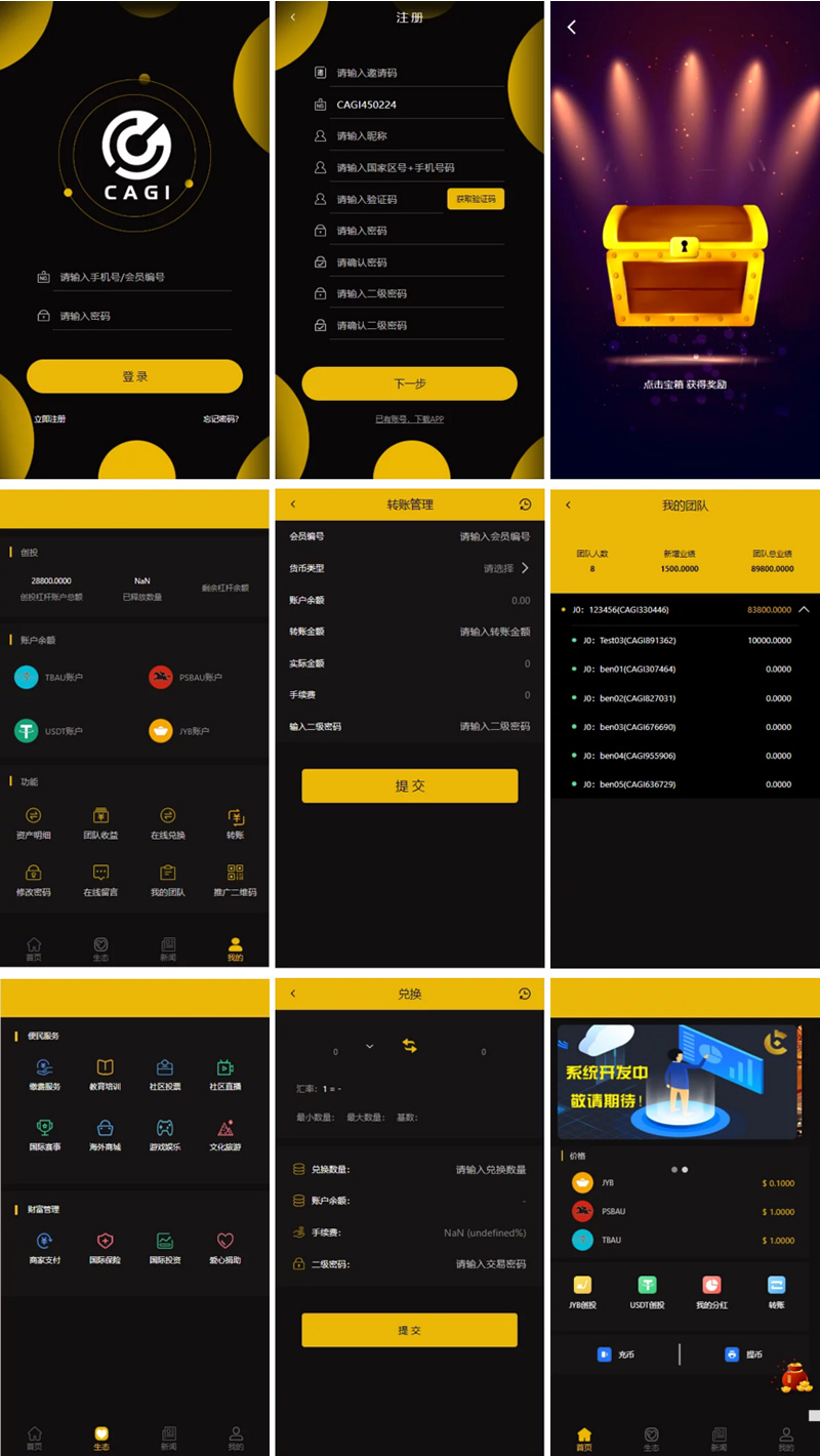 【CAGI虚拟币源码】理财H5网站区块链+投资分红+杠杆转账+完整运营版-希音出海