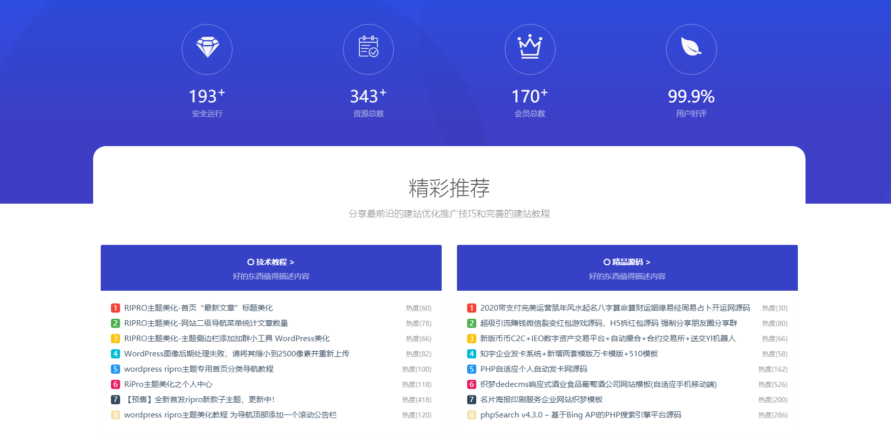 RIPRO主题美化-首页底部纯标题文章展示模块+网站统计模块美化 WordPress主题美化-希音出海