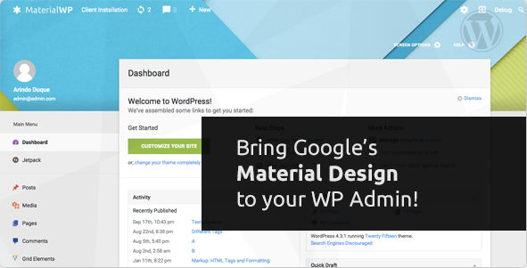 WordPress插件-Material WP V0.0.52汉化版已更新-倾尘SEO 更改WordPress管理界面 Material Design RTL支持-希音出海