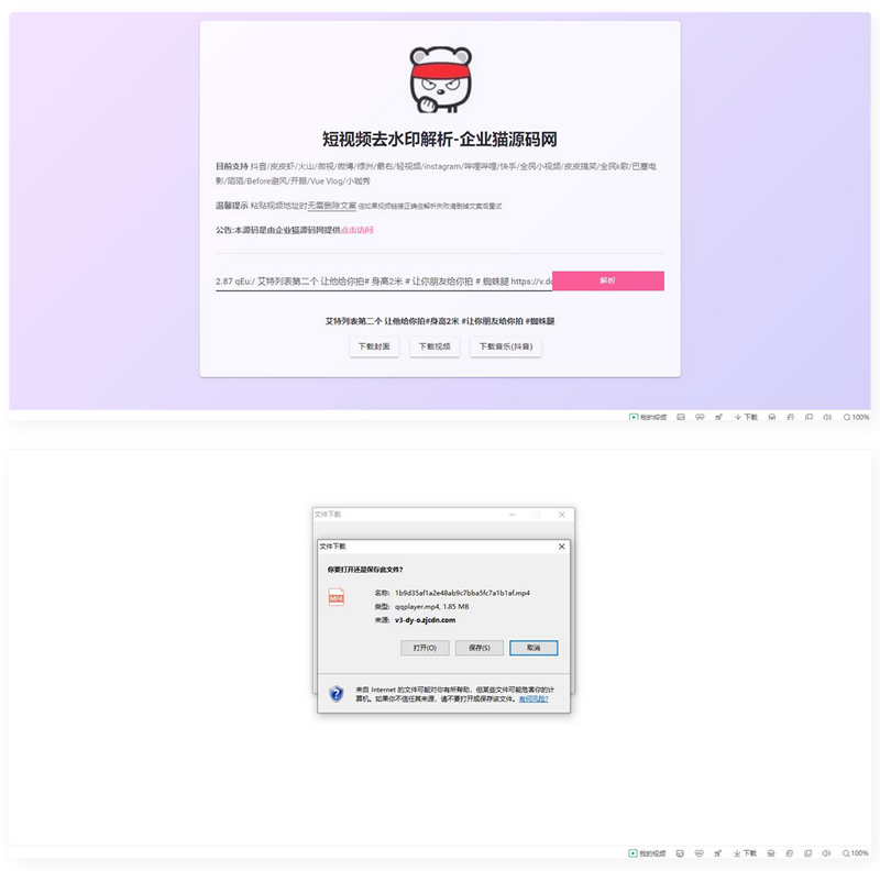 【亲测】网页版短视频去水印源码，上传既用-希音出海